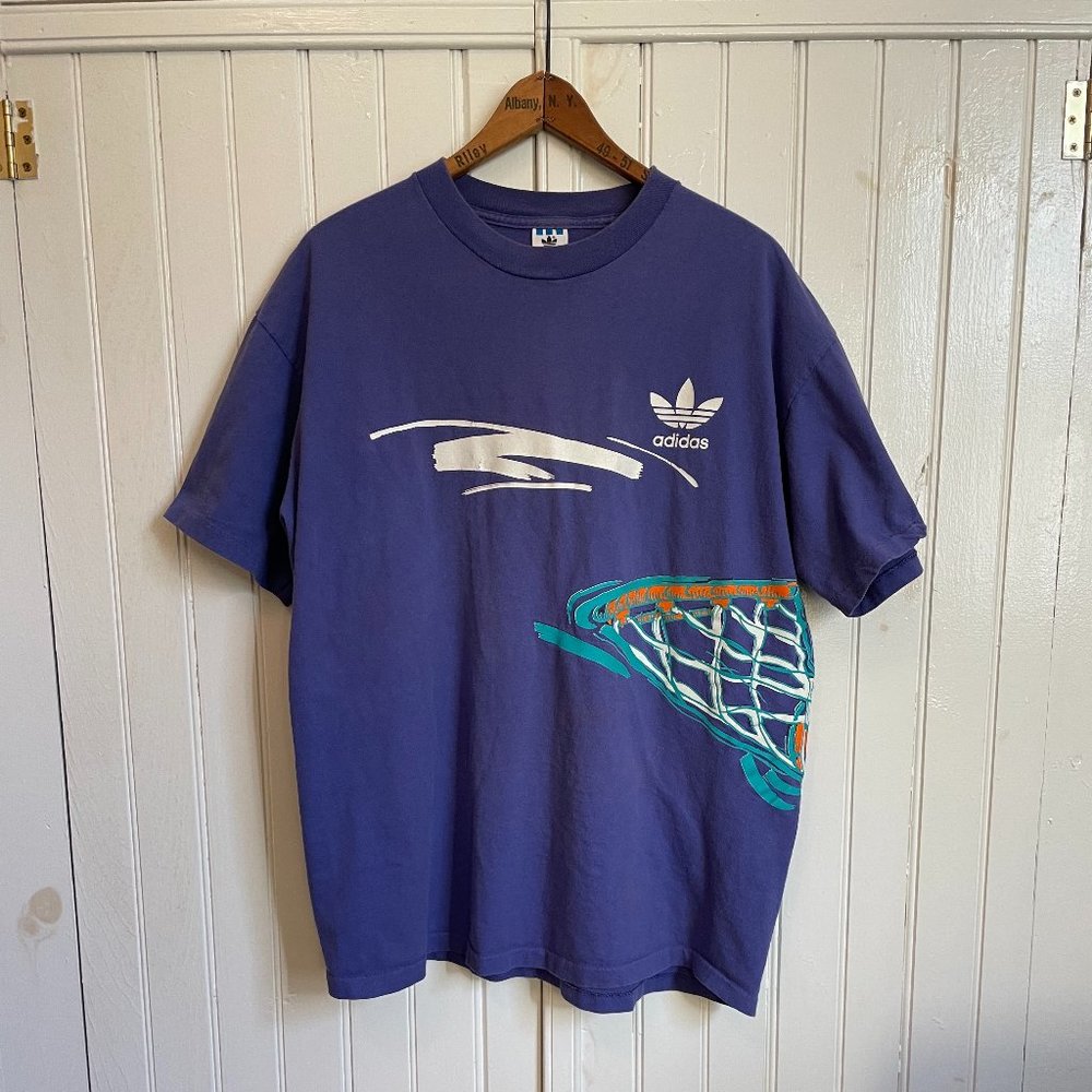 VTG ADIDAS 90s Basketball Hoop T-Shirt Made In USA Mens XL Single Stitch Purple